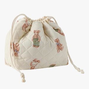 NEW Cotton Quilted Drawstring Makeup Bag